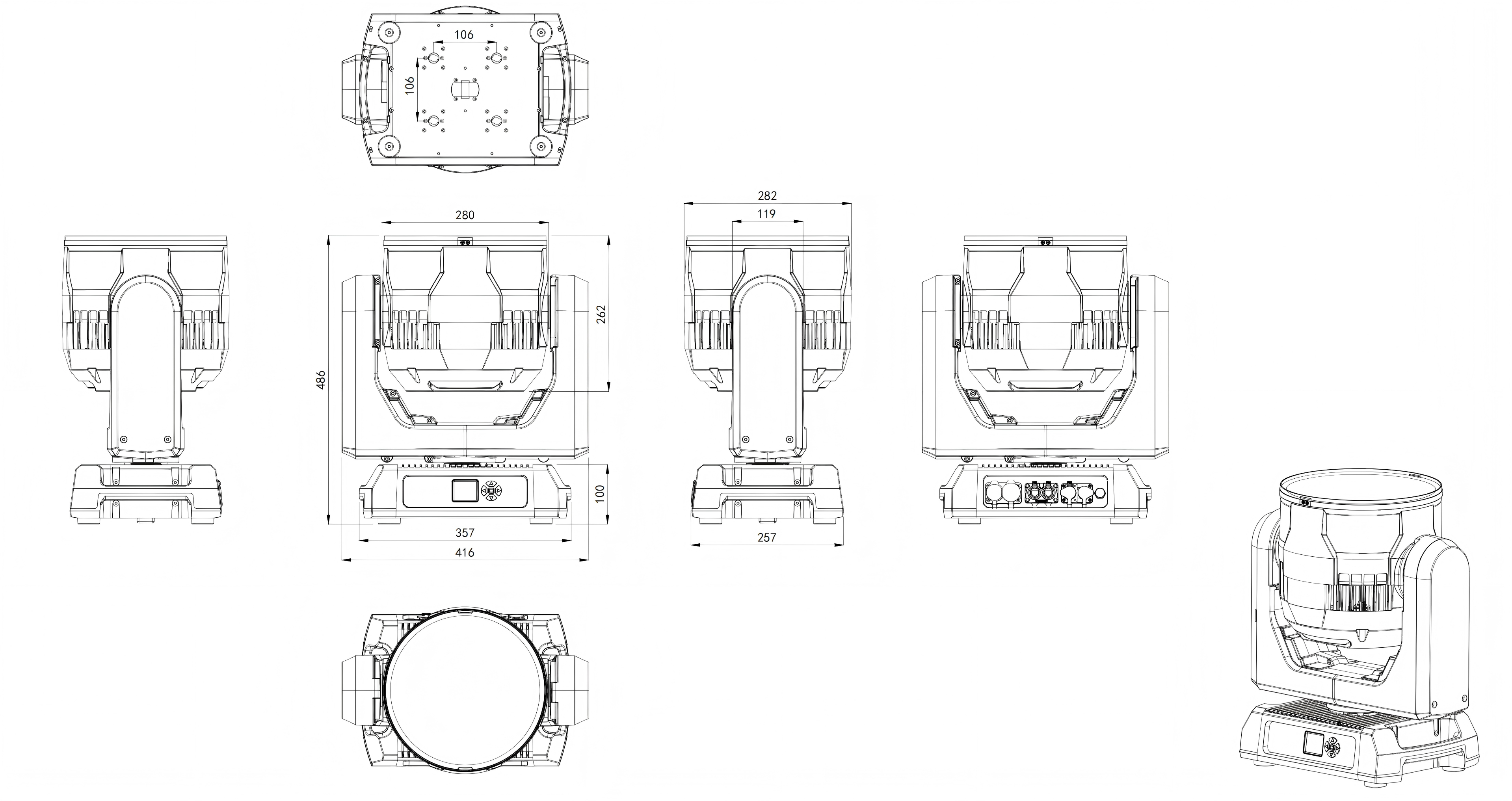 C089IPD-1960带辅光防水摇头染色灯-外观尺寸图_01 C089IPD-1960带辅光防水摇头染色灯-外观尺寸图_01