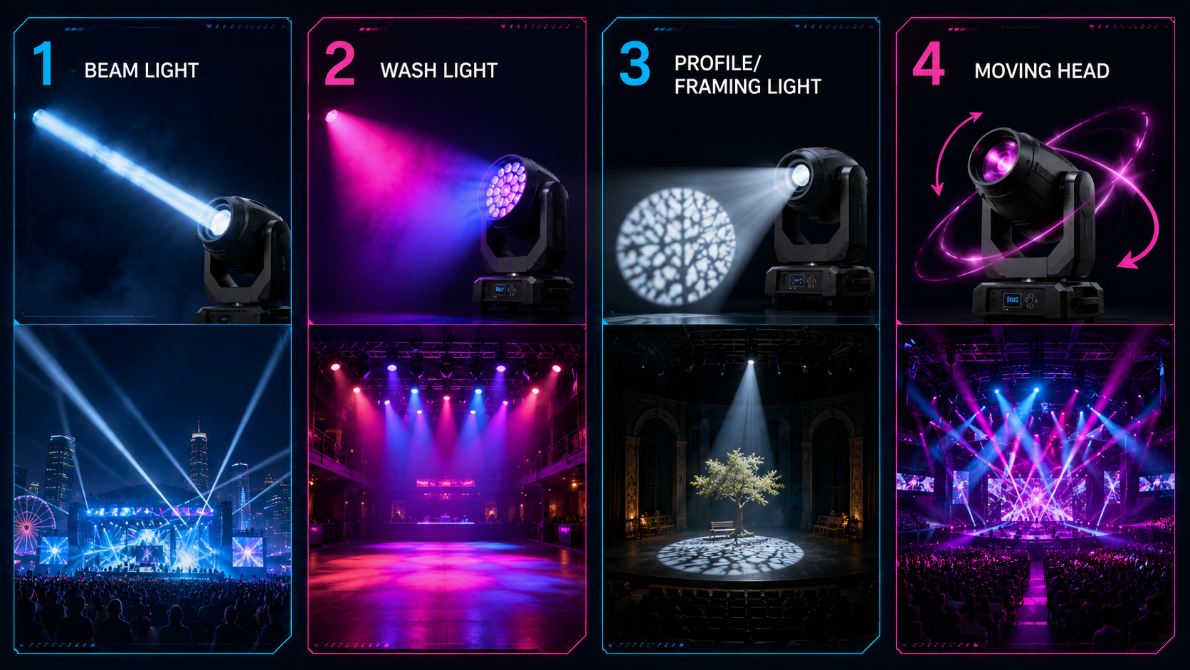 Different Type of stage lights Different Type of stage lights