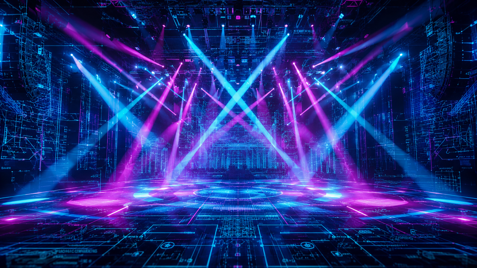 Stage Lighting with architectural blueprint Stage Lighting with architectural blueprint
